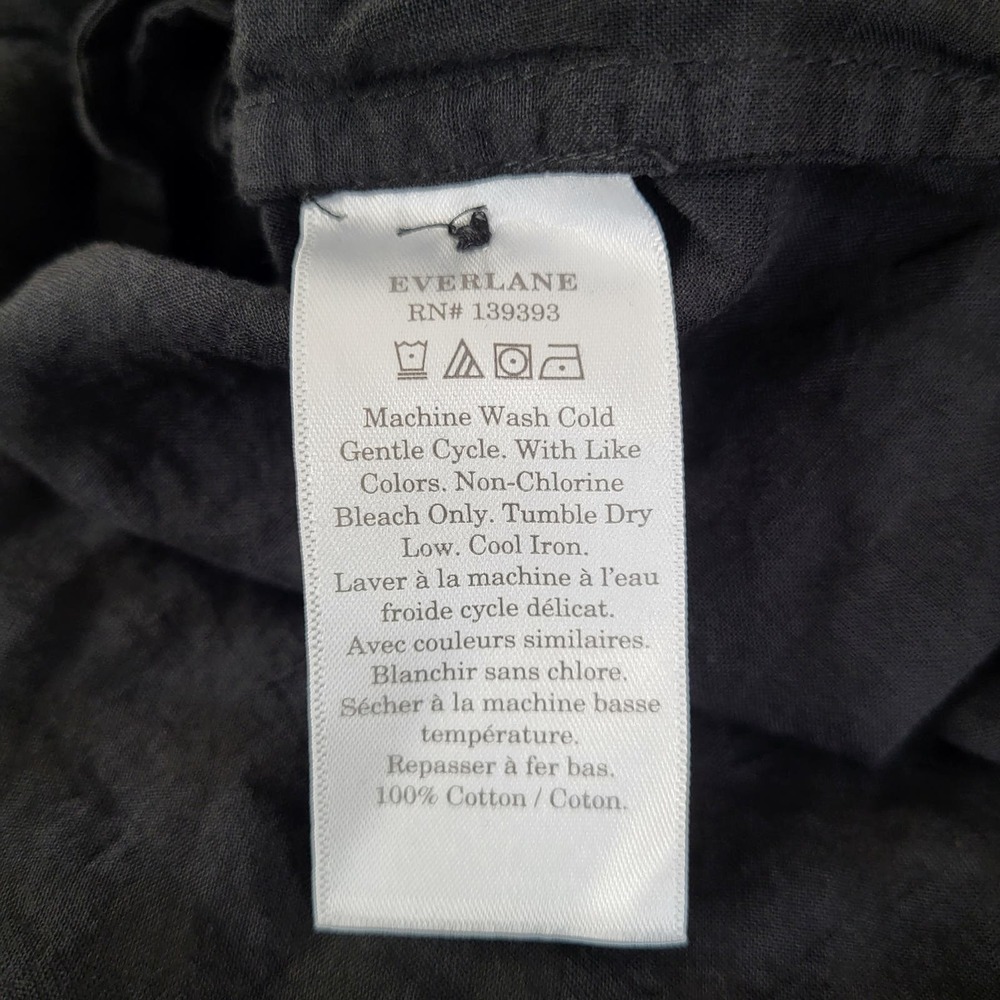 Everlane The Caftan Dress Black Check Button Front Lightweight Side Slits Medium - Picture 14 of 14